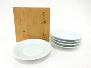 快山窯造　青白磁　銘々皿　5客揃